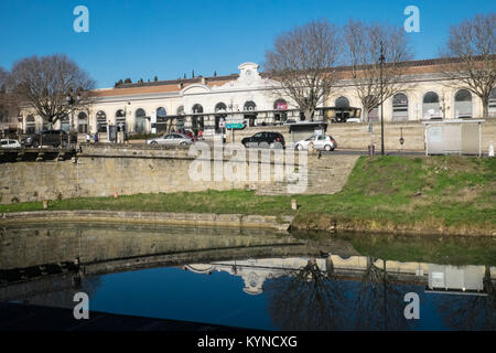 Gare, de, Carcassonne, Next, zu, Canal du Midi, Aude, Zug, Station, Frankreich, Stockfoto