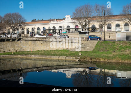 Gare, de, Carcassonne, Next, zu, Canal du Midi, Aude, Zug, Station, Frankreich, Stockfoto