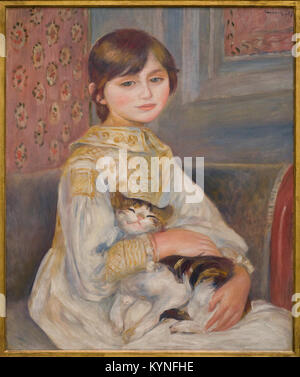 RENOIR Pierre-Auguste - Julie Manet ou l'enfant et le chat - das Kind mit einem Cat 1887 XIX. Jahrhundert Öl auf Leinwand Musée d'Orsay, Paris Stockfoto