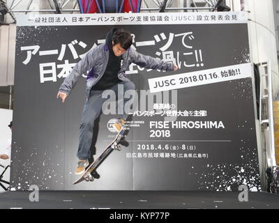 Tokio, Japan. 16 Jan, 2018. Ryo Sagawa, urbane Sportarten unterstützen Rat (JUSC) Gründung Pressekonferenz in Tokio, Japan. Credit: Sho Tamura/LBA/Alamy leben Nachrichten Stockfoto