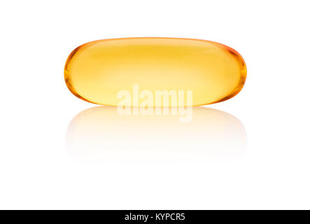Omega 3 Kapsel auf weißem Hintergrund - Omega 3 Fischöl - auf weißem Hintergrund Stockfoto