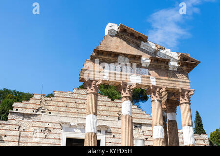 Die Ruinen der Capitolium oder Tempel der Kapitolinischen Trias in Brescia, Italien, Haupttempel in das Zentrum der antiken römischen Stadt Brixia Stockfoto