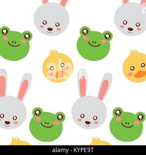 Nahtlose Muster niedliche Tiere Gesicht Bild Stock Vektor