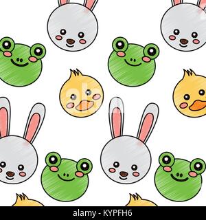 Nahtlose Muster niedliche Tiere Gesicht Bild Stock Vektor