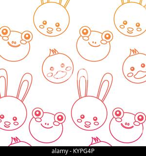 Nahtlose Muster niedliche Tiere Gesicht Bild Stock Vektor