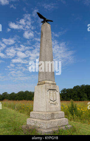 27 Connecticut Infanterie Denkmal in Wheatfield, Gettysburg National Military Park, Pennsylvania, United States. Stockfoto