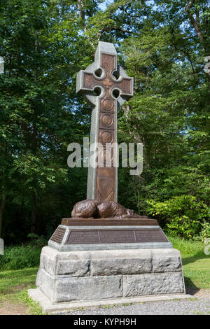 Die irische Brigade, 63th, 69th and 88th New York Infanterie Denkmal, Gettysburg National Military Park, Pennsylvania, United States. Stockfoto