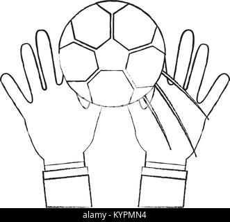 Zwei Hände halten Fußball sport Stock Vektor