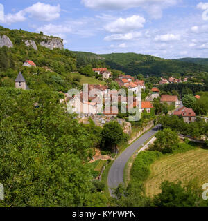 Das ländliche Dorf St Sulpice im Tal Cele, Lot, Frankreich Stockfoto