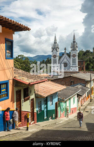 Jericó, weniger als drei Stunden von Medellín, gilt als eine der schönsten und traditionsreichsten Städte von Antioquia. Stockfoto