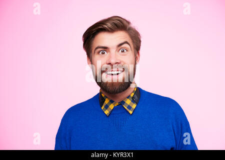 Portrait von überrascht und lustigen Mann Stockfoto