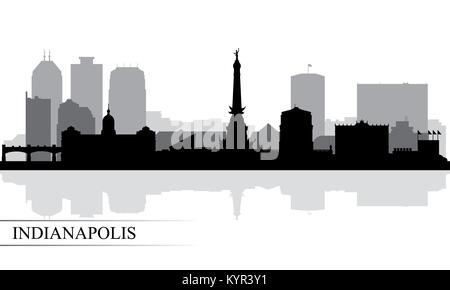 Indianapolis City Skyline Silhouette Hintergrund, Vector Illustration Stock Vektor