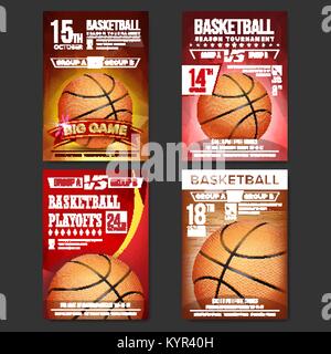 Basketball Poster Set Vektor. Design für Sport Bar Förderung. Basketball Ball. Moderne Turnier. Sport: Ankündigung einer Veranstaltung. Banner Werbung. Vorlage Abbildung Stock Vektor