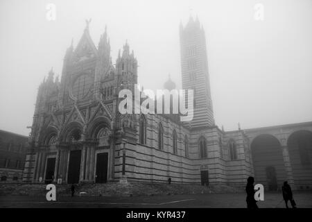 Der Dom von Siena im Winter Nebel. Stockfoto