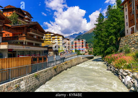 Matter Vispa Fluss in Zermatt, Zermatt, Schweiz Stockfoto