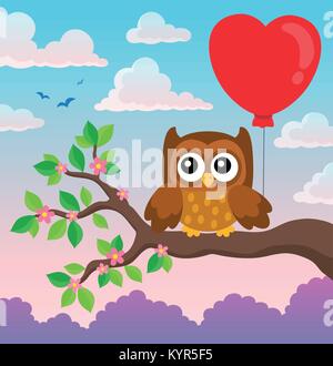 Valentine Eule Thema Bild 7-eps 10 Vector Illustration. Stock Vektor