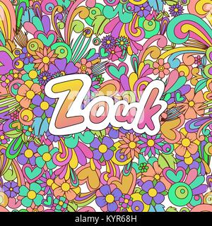 Zouk Zen verwirren. Doodle Tanz Hintergrund mit Blumen. Stock Vektor