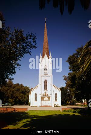 Die Kirche der Geburt der Römisch-katholischen Kirche 1887 in Menlo Park, Kalifornien gebaut. Stockfoto