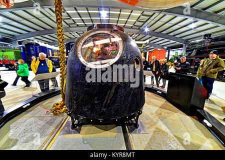 Tim Peakes Sojus russische Raumschiff capsule Shildon Railway Museum Stockfoto