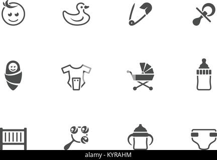 Babys Symbole in Schwarz und Weiß. Vector Illustration. Stock Vektor