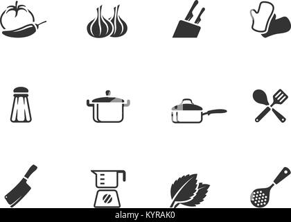 Kochen Symbole in einer Farbe. Vector Illustration. Stock Vektor