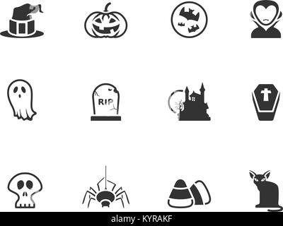 Halloween Symbol Serie in Schwarz und Weiß. Vector Illustration. Stock Vektor