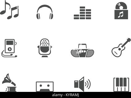 Musik Symbole in Schwarz und Weiß. Vector Illustration. Stock Vektor