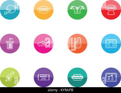 American Football verwandte Symbol Serie in Farbe Kreise. Vector Illustration. Stock Vektor