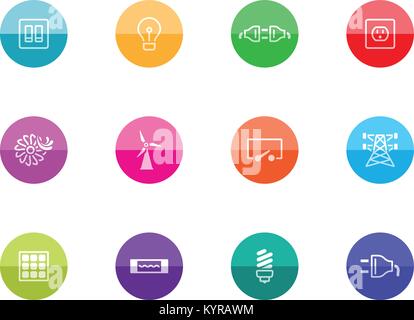 Strom Symbole in Farbe Kreise. Vector Illustration. Stock Vektor