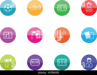 American Football verwandte Symbol Serie in Farbe Kreise. Vector Illustration. Stock Vektor