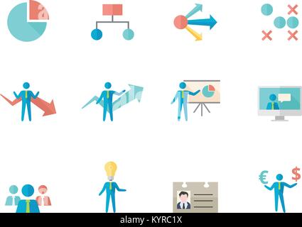 Kommunikation Symbol Serie in flachen Farbe Stil. Vector Illustration. Stock Vektor