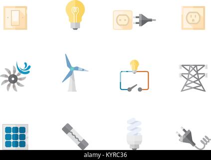 Frisches Obst Symbole in flachen Farbe Stil. Vector Illustration. Stock Vektor