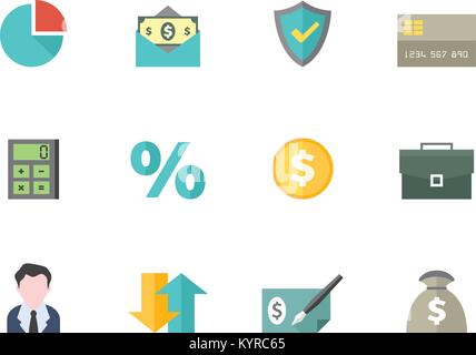Mehr Wetter Symbol Serie in flachen Farbe Stil. Vector Illustration. Stock Vektor