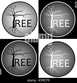 Abstrakte Inschrift Baum isoliert und gegen einen dunklen Hintergrund design Business Logo Stock Vektor