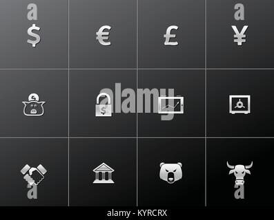 Finanzen Symbol Serie in metallischen Stil Stock Vektor