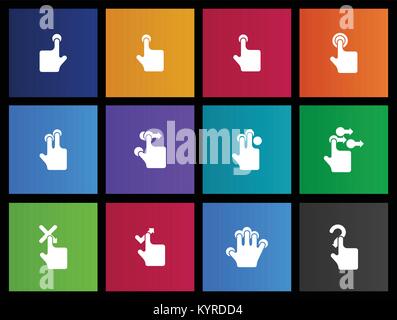 Touchpad-gesten icons Serie in U-Stil. Stock Vektor