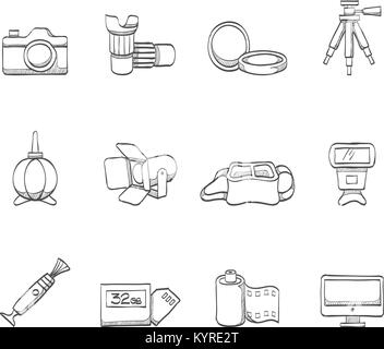 Fotografie Symbole in der Skizze. Stock Vektor