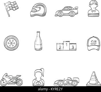 Racing - Symbol Serie in der Skizze. Stock Vektor