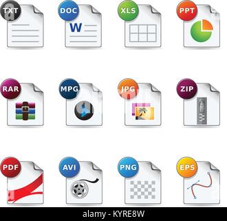 Dateiformate Icon Set. Stock Vektor