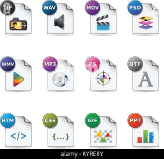 Dateiformate Icon Set. Stock Vektor