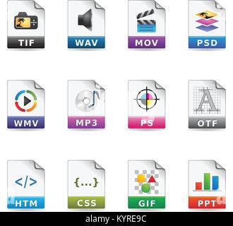 Dateiformate Icon Set. Stock Vektor