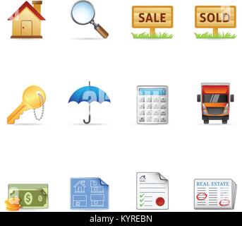 Immobilien Icon Set. Stock Vektor