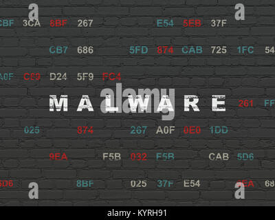 Schutzkonzept: Malware auf Wand Hintergrund Stockfoto