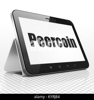 Blockchain Konzept: Tablet Computer mit Peercoin auf Anzeige Stockfoto