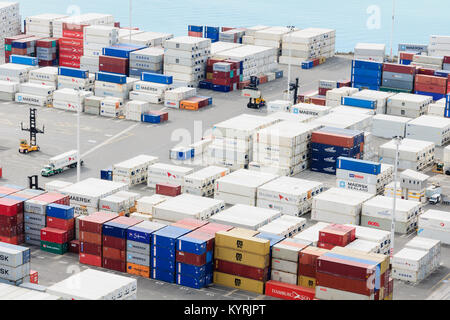 Container im Hafen von Napier eine wichtige Export und Import der Nabe an der Neuseeländischen Ostküste Stockfoto