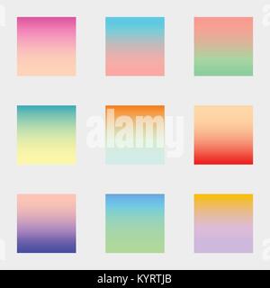 Einstellen der Quadrate unscharfer Farbübergang Natur farbenfrohe moderne abstrakte Hintergründe. Bunte Flüssigkeit Abdeckungen für Kalender, Broschüren, Einladung, Karten. Trendy s Stock Vektor
