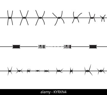 Silhouette der schwere Hindernis. Stacheldraht Einzäunung. Vector Illustration Stock Vektor