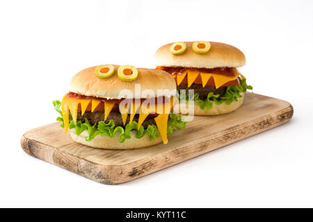 Halloween burger Monster auf weißem Hintergrund Stockfoto