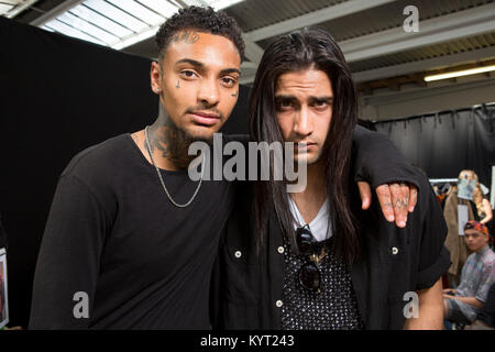 London, UK, 31. Mai 2014, Instituto Marangoni/Backstage, Graduate Fashion Week 2014 in der Alten Truman Brauerei. Mariusz Goslicki/Alamy Stockfoto