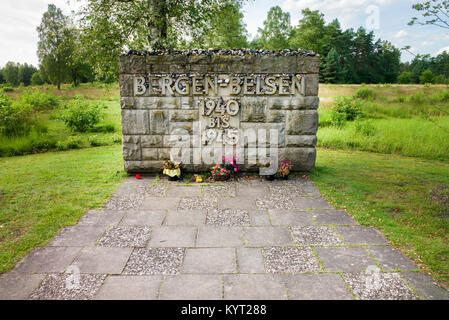 "Bergen-Belsen 1940-1945 Stein jüdischen Holocaust Memorial Belsen-Bergen Stockfoto